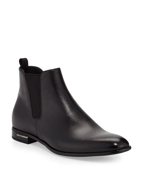 prada black saffiano leather chelsea boots|Prada Saffiano Leather Chelsea Boots .